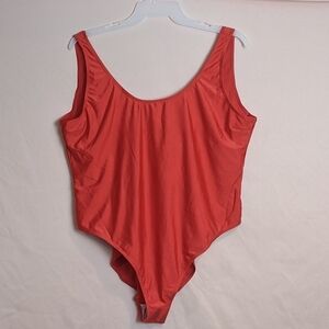 Boohoo Plus Red Scoop Neck One Piece Swimsuit Size 20